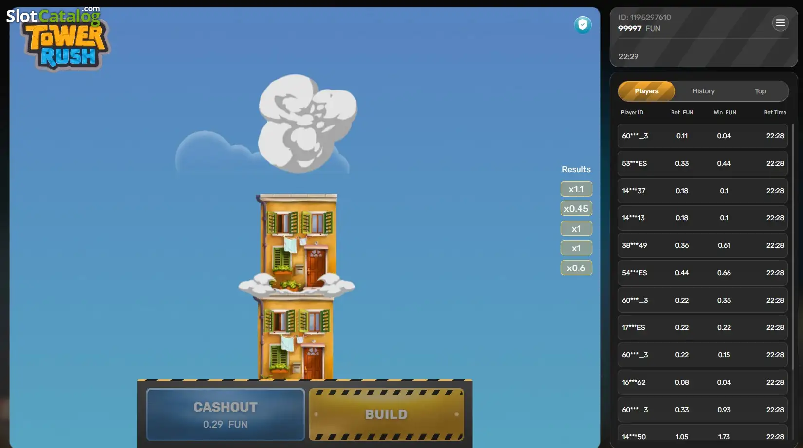 Tower Rush Gameplay und Spieloberfläche von Galaxsys